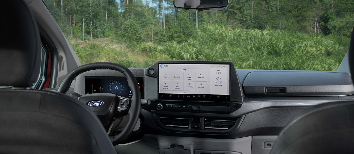 Ansicht des Fahrerbereichs inclusive Instrumententafel des Ford Nugget.