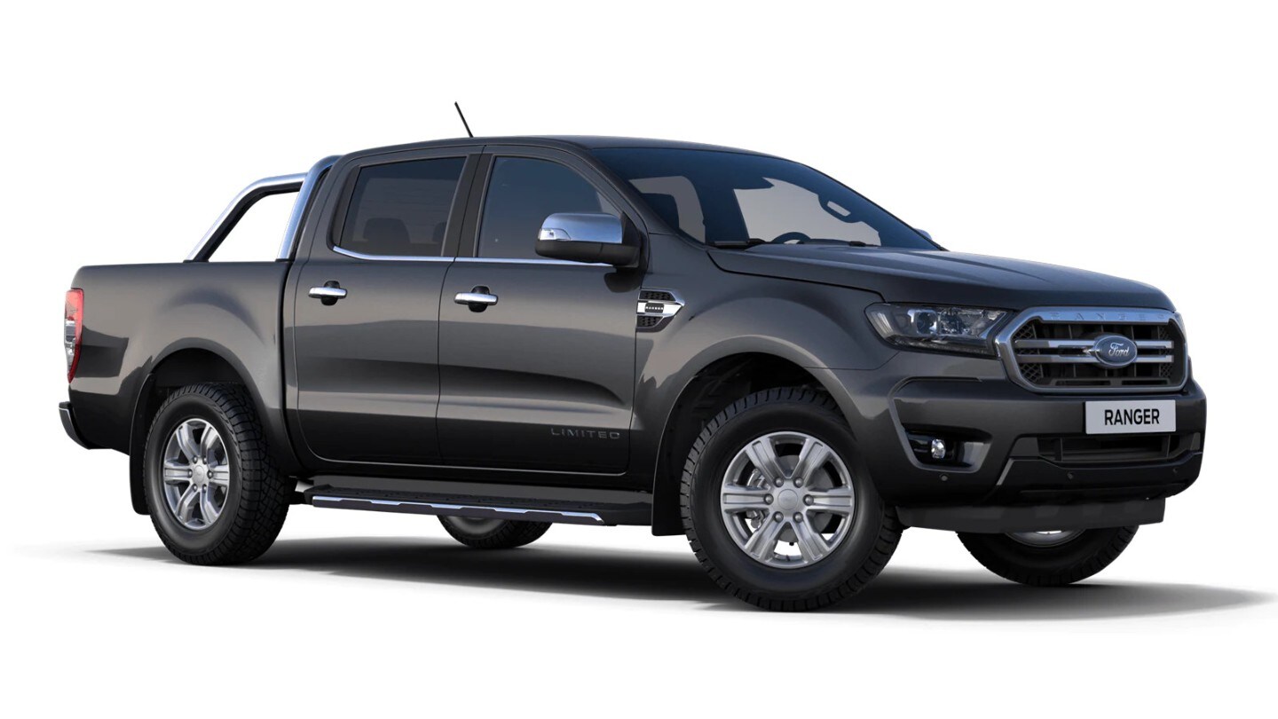 Grey Ford Ranger Limited from 3/4 front angle