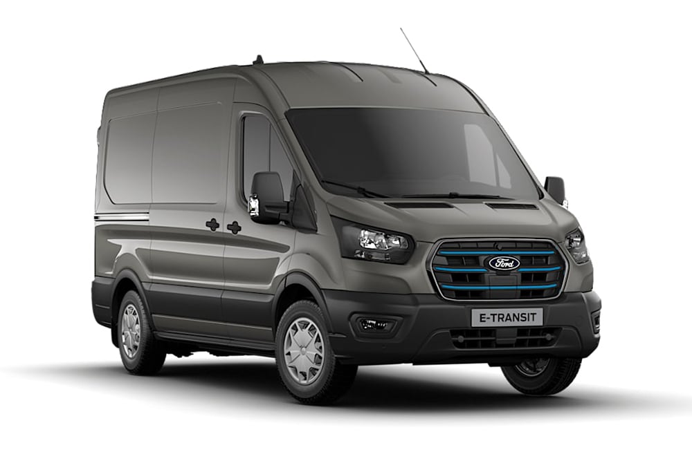 Frontansicht des neuen E-Transit.