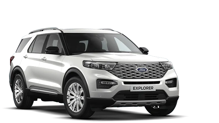 Ford Explorer weiss, Sicht von drei Vierteln vorne