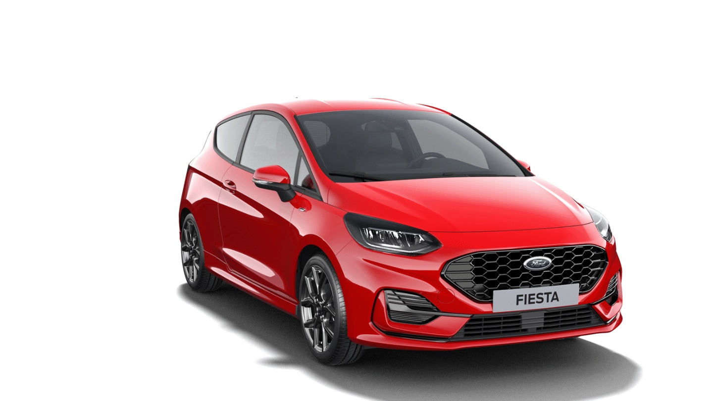 Roter Ford Fiesta ST-Line X 3/4 Frontansicht