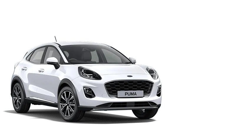 Ford Puma weiss, Sicht von drei Vierteln vorne