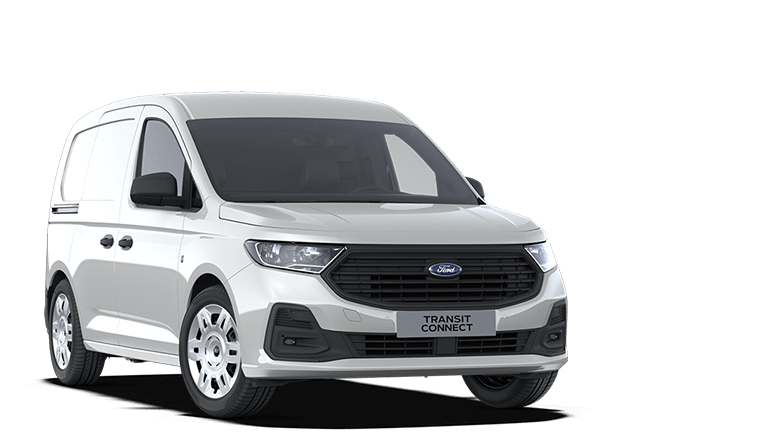 Ford Transit Connect blanc, vue de trois quarts avant