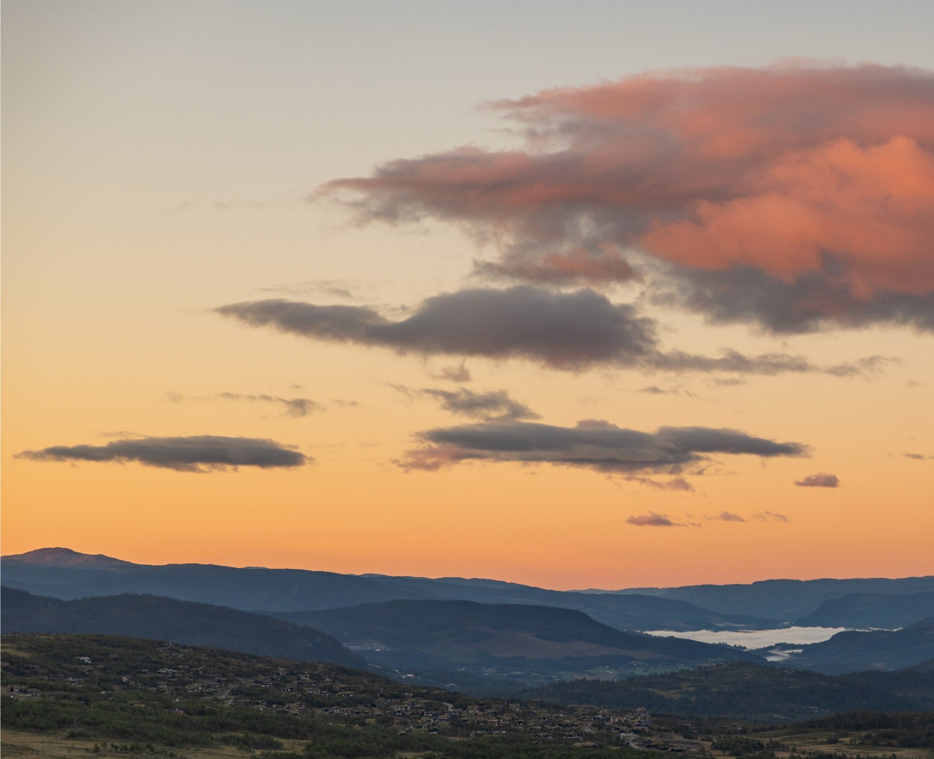 Sunset sky with mountains