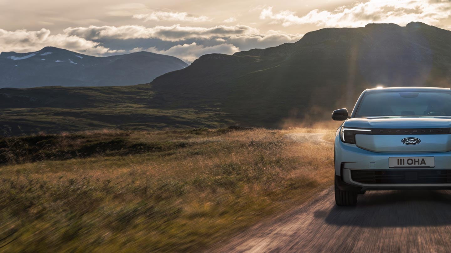 New All-Electric Ford Explorer on a country road