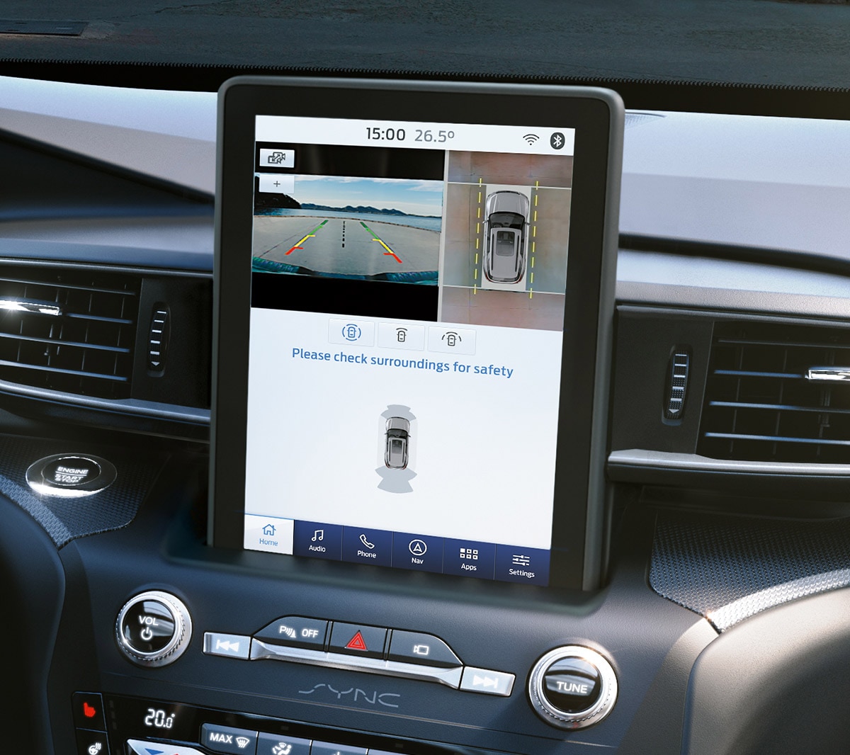 Ford Explorer Plug-In Hybrid. Innenraum Detailansicht Touchscreen