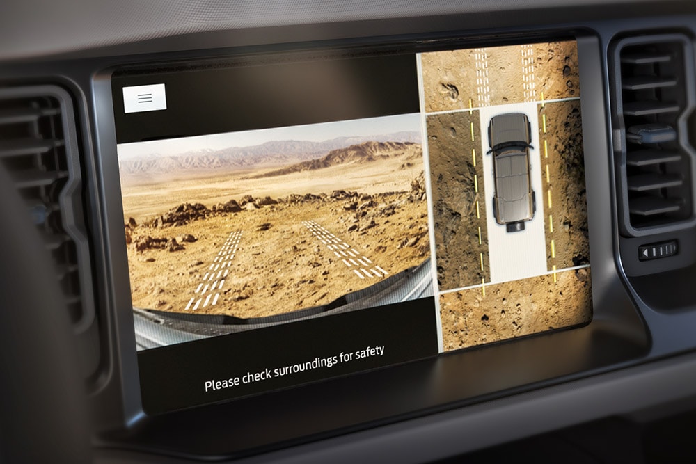 Eine Nahaufnahme des Ford Bronco SYNC 4 vernetzten Touchscreens.