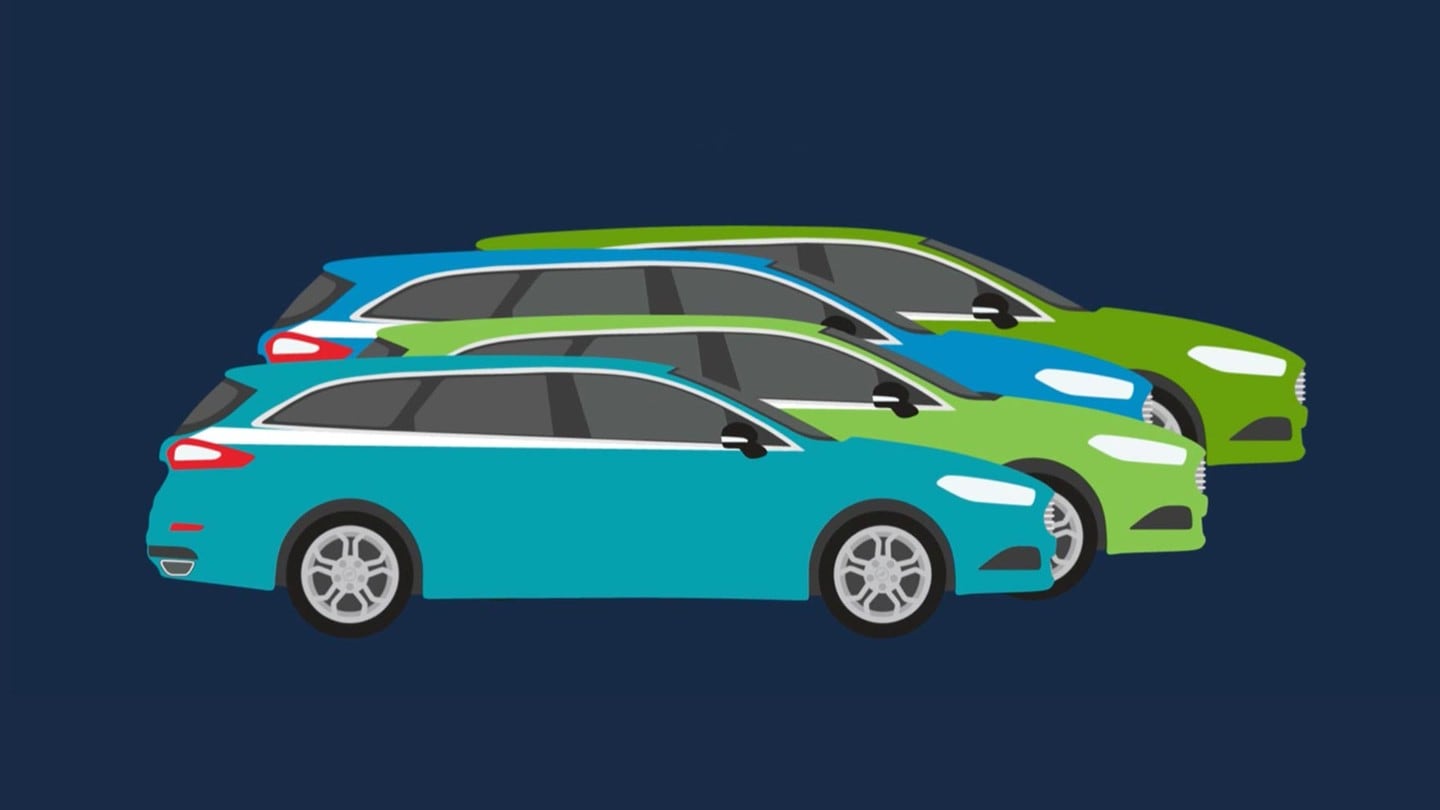 Four cars info graphics for electric vehicles