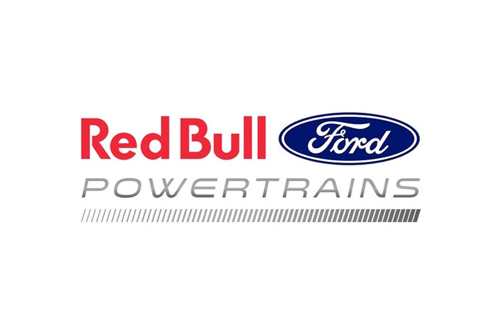 Logo von Red Bull Ford Powertrains für die Formel 1 auf weissem Hintergrund