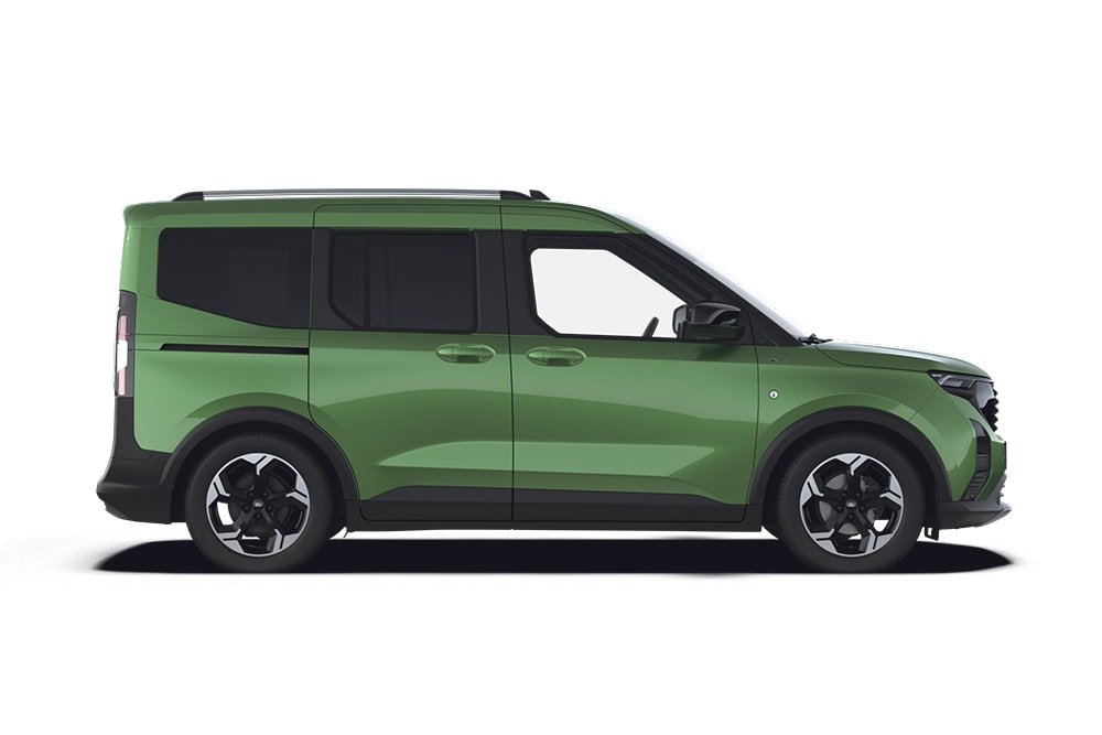 Grüner Ford Tourneo Courier, ein Modell der Grossraumlimousinen- und Kleinbus-Reihe von Ford.