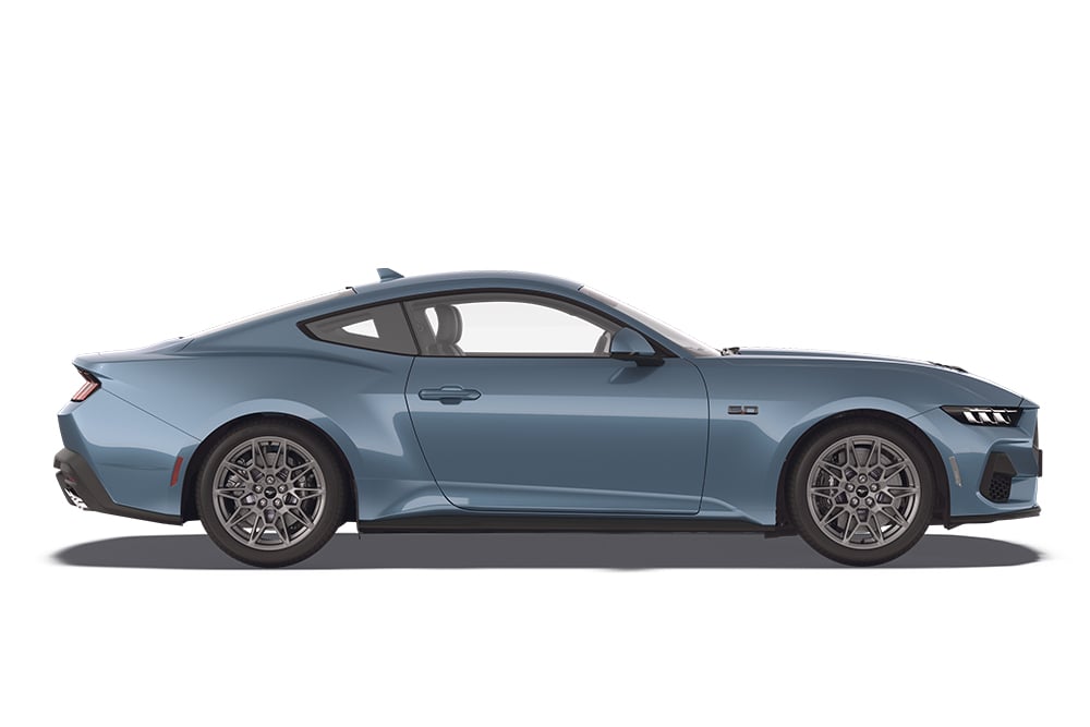 Ford Mustang in Vapour Blue, ein Modell der Performance-Auto-Reihe von Ford.