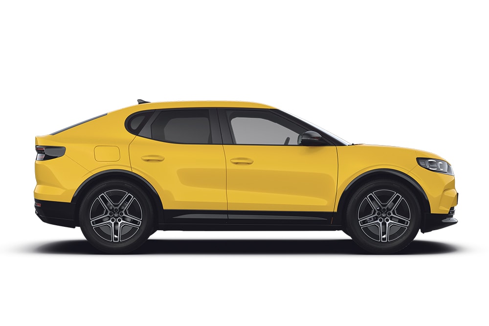 Gelber Ford Capri, ein Modell der Ford SUV-Reihe.