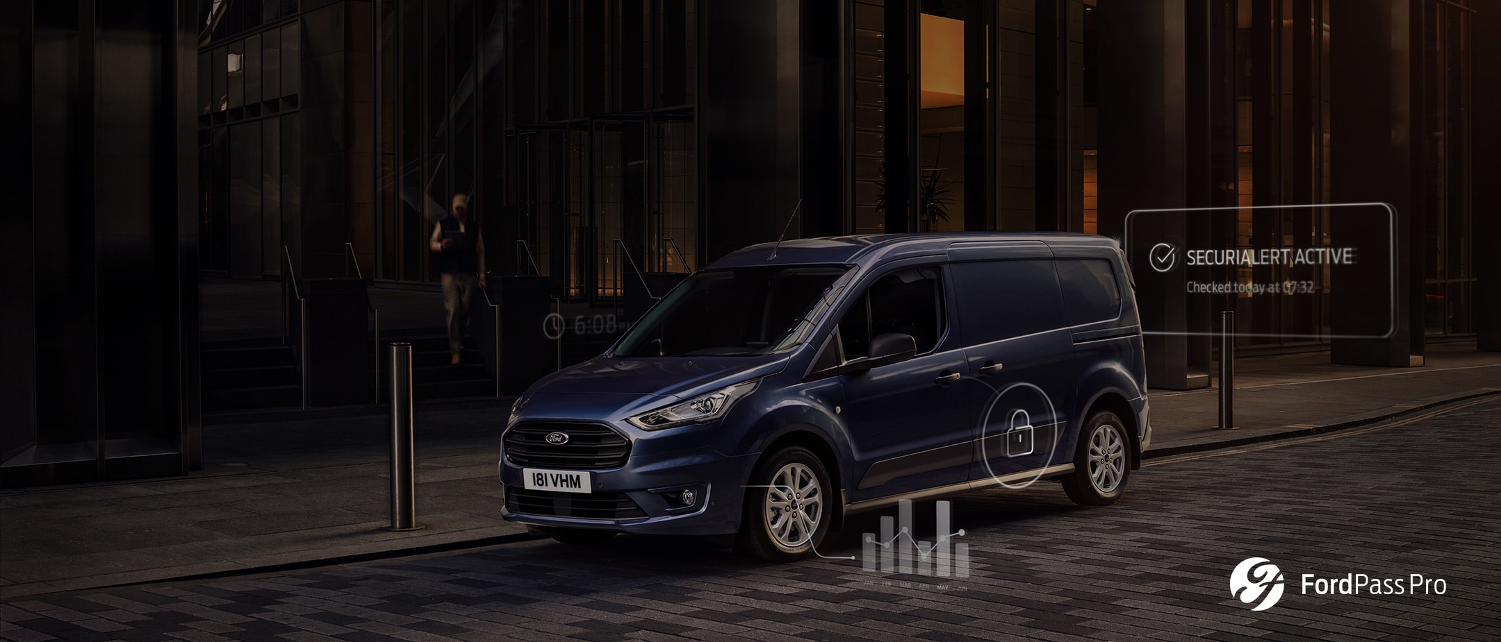 Blue Ford Transit Connect