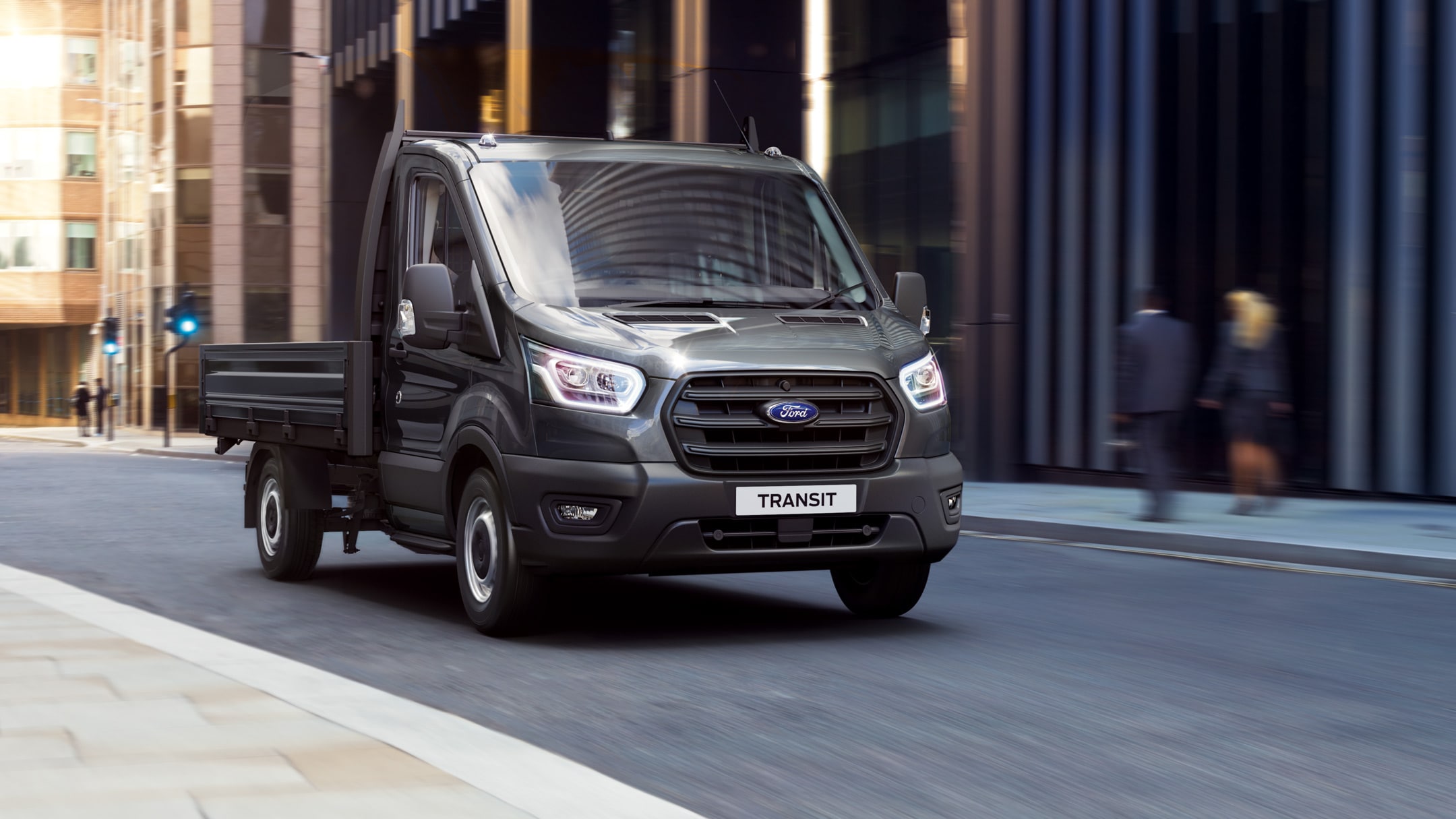 New Ford Transit Chassis Cab driving on road