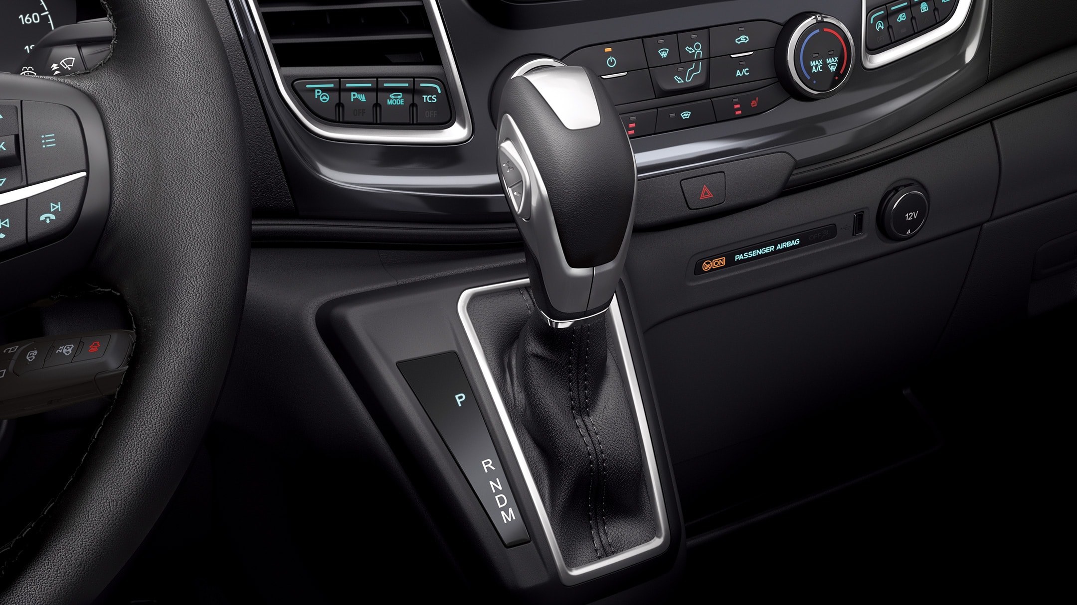 Ford Transit Innenraumansicht Automatikgetriebe im Detail