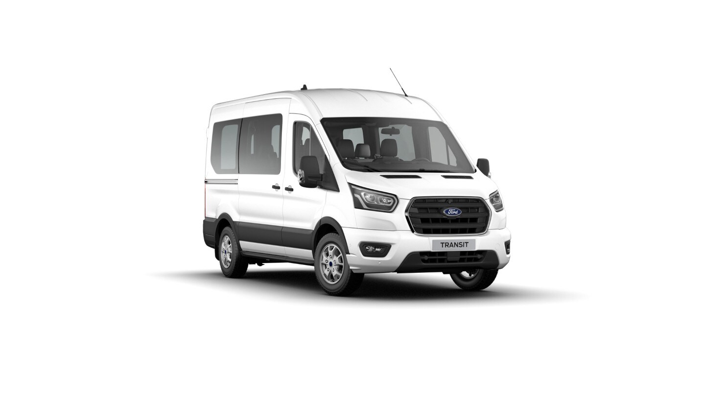 Ford Transit Kombi PKW weiss ¾-Frontansicht