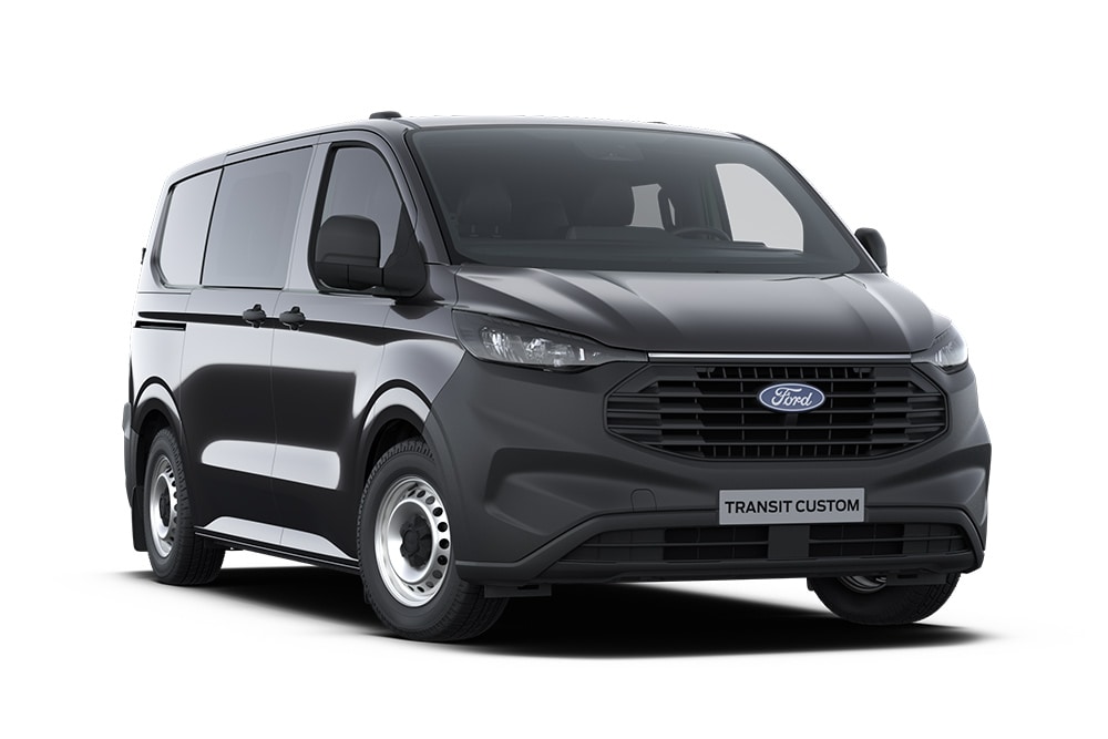 Dunkelgrauer Leader Ford Transit Custom Doppelkabine-in-Van.