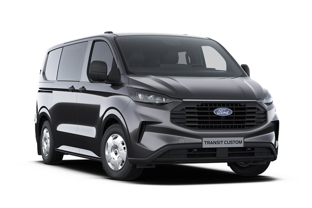 Dunkelgrauer Trend Ford Transit Custom Doppelkabine-in-Van.