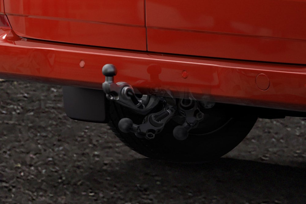 Detailansicht der Anhängerkupplung des neuen Ford Transit Connect.