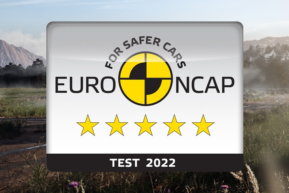 Euro NCAP 5-Sterne-Sicherheitsbewertung für den Ford Ranger, getestet im Jahr 2022.