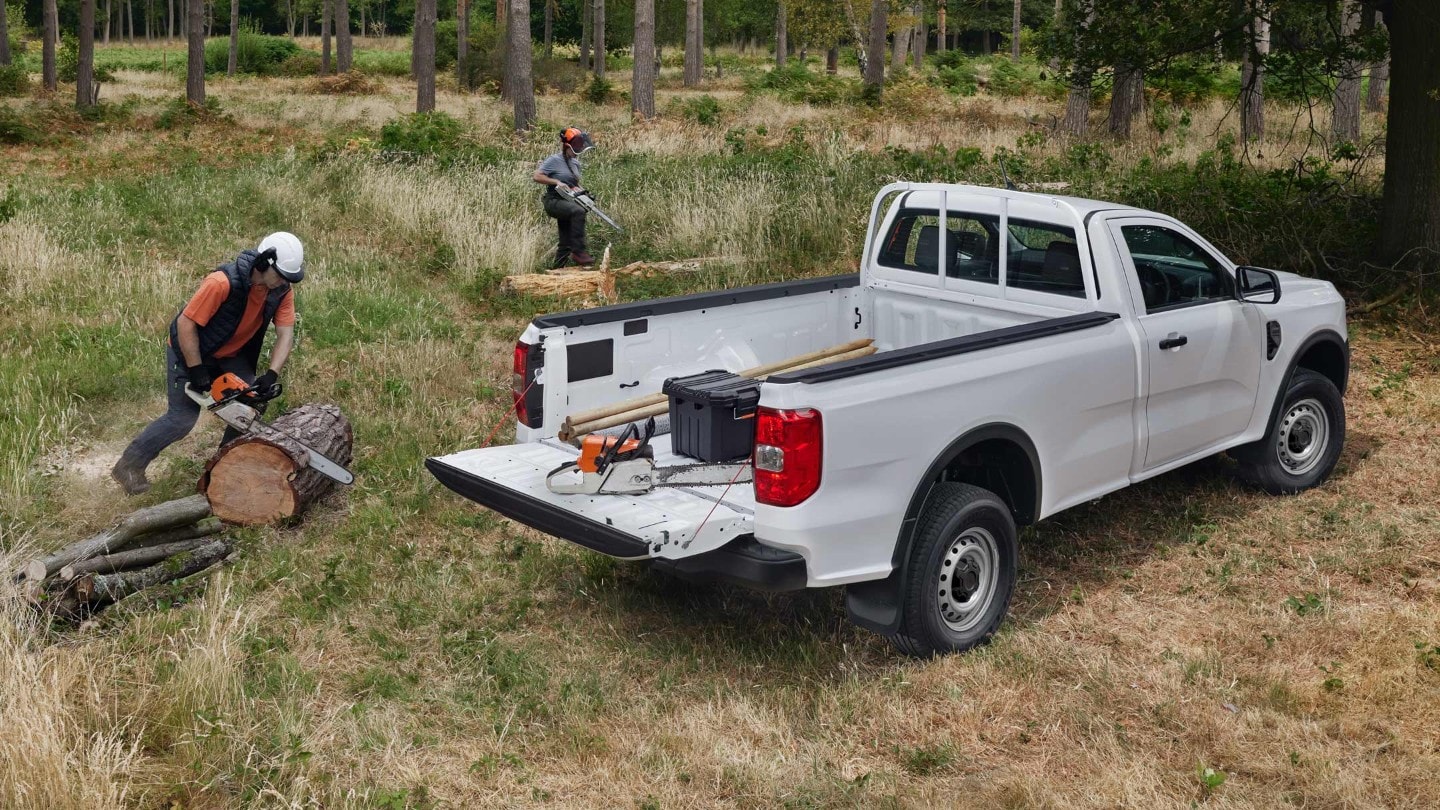 All-New Ranger 3/4 rear view with load bed in use