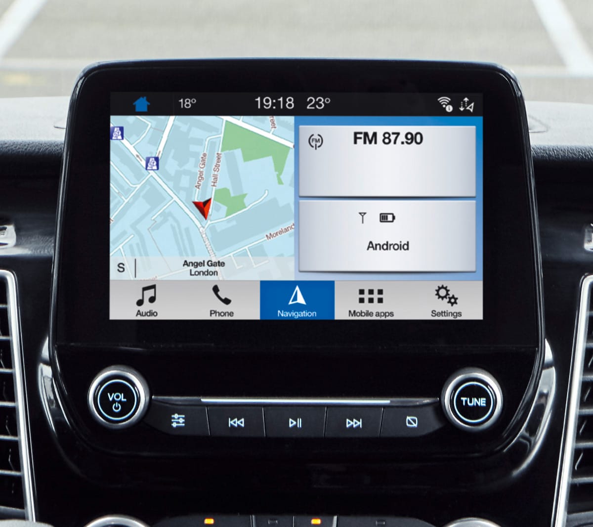 Nahaufnahme Ford SYNC 3 mit Touchscreen