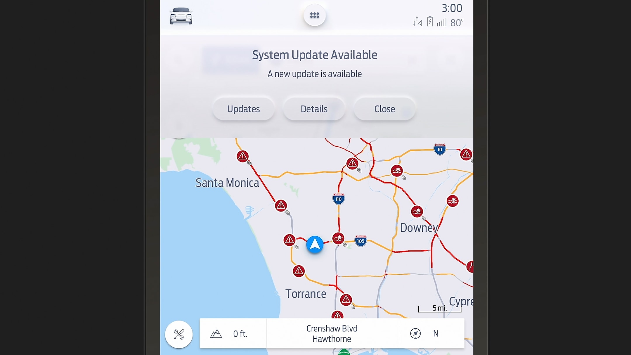Darstellung eines Over-the-Air-Updates auf einem Ford SYNC 4 Touchscreen